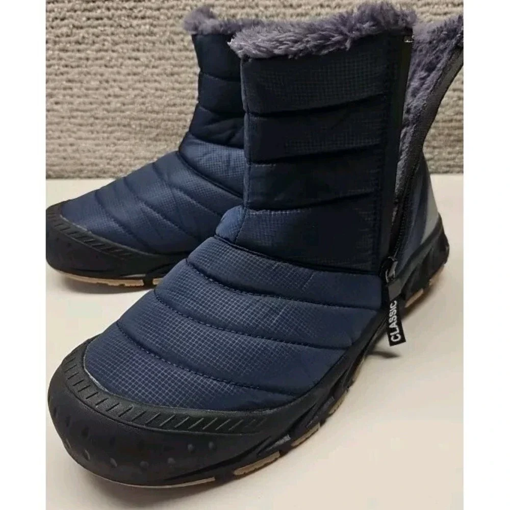 Air Plus Boots Womens 43/11‎ Warm Plush Lining Flat Ankle Snow Blue Boots Winter